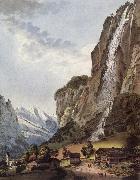 Johann Ludwig Aberli Fall d-eau apellee Staubbach in the Vallee Louterbrunnen china oil painting reproduction